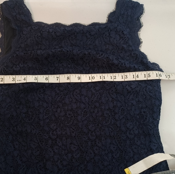 Adrianna Papell Sz 4 Office Floral Lace Square Neck Sheath Cocktail Dress - Picture 10 of 14